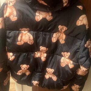 Black and Tan teddy bear puffer jacket